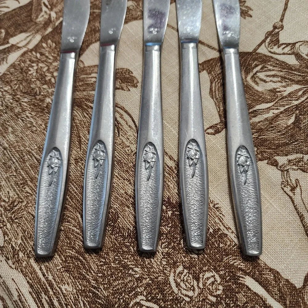 CI Flatware Stainless Steel‎ ROSE Knives Set Of 5